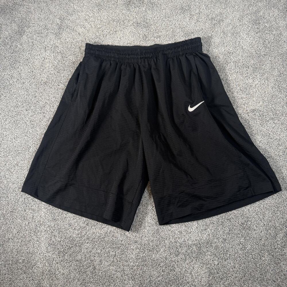 Nike Shorts Mens XL Black Mesh Athletic Gym Drawstring Pockets 10.5 Inseam